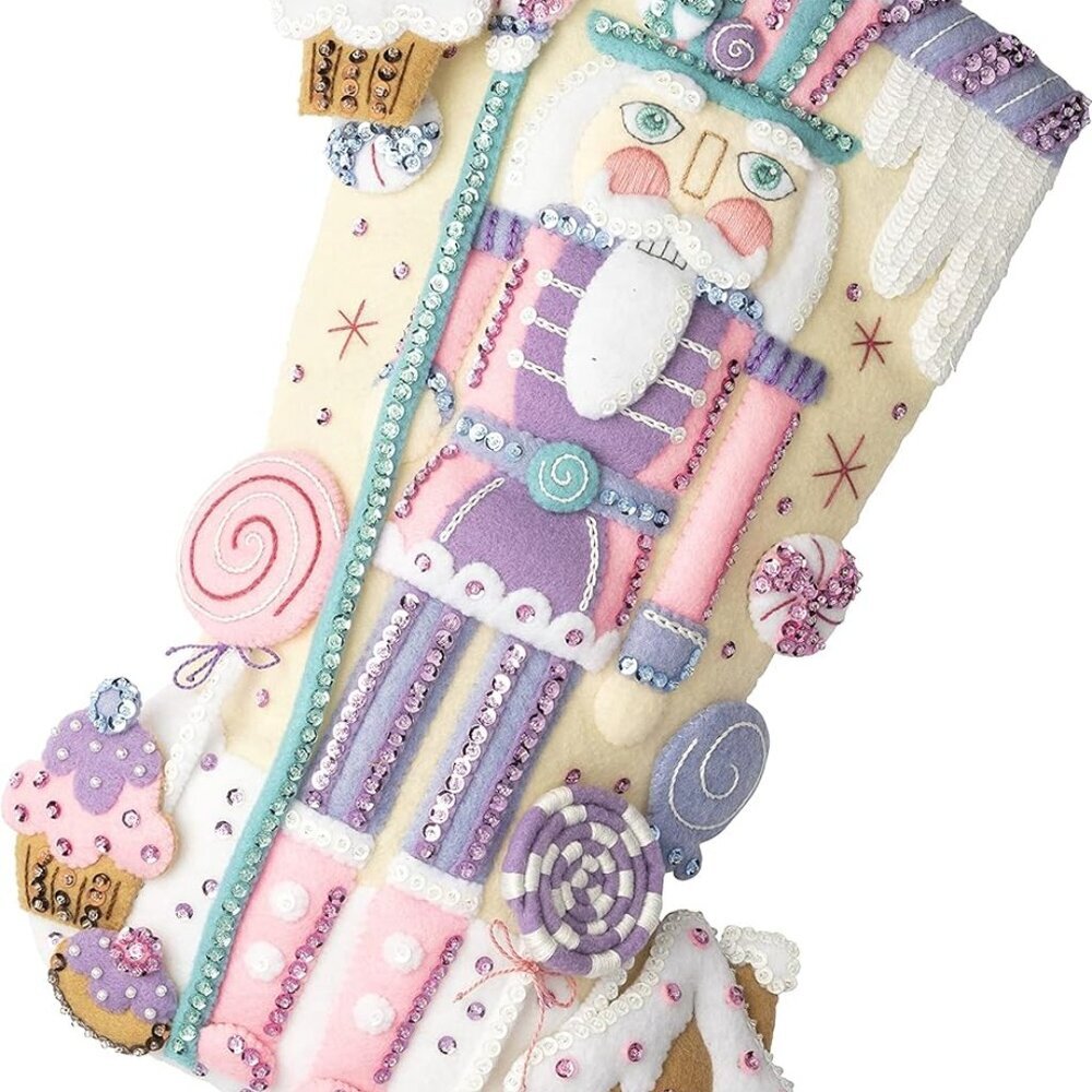 Felt Applique 18" Stocking Making Kit, Nutcracker Sweet, Perfect for DIY Arts an